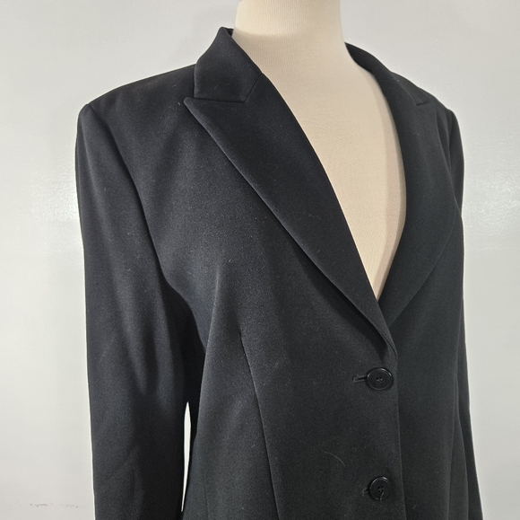 Kate Hill Black 2 Button Shoulder Pad Jacket Blazer size 12 - Picture 3 of 10